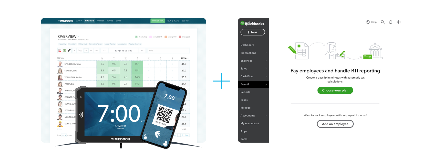 TimeDock + QBO Advanced Payroll Screenshots