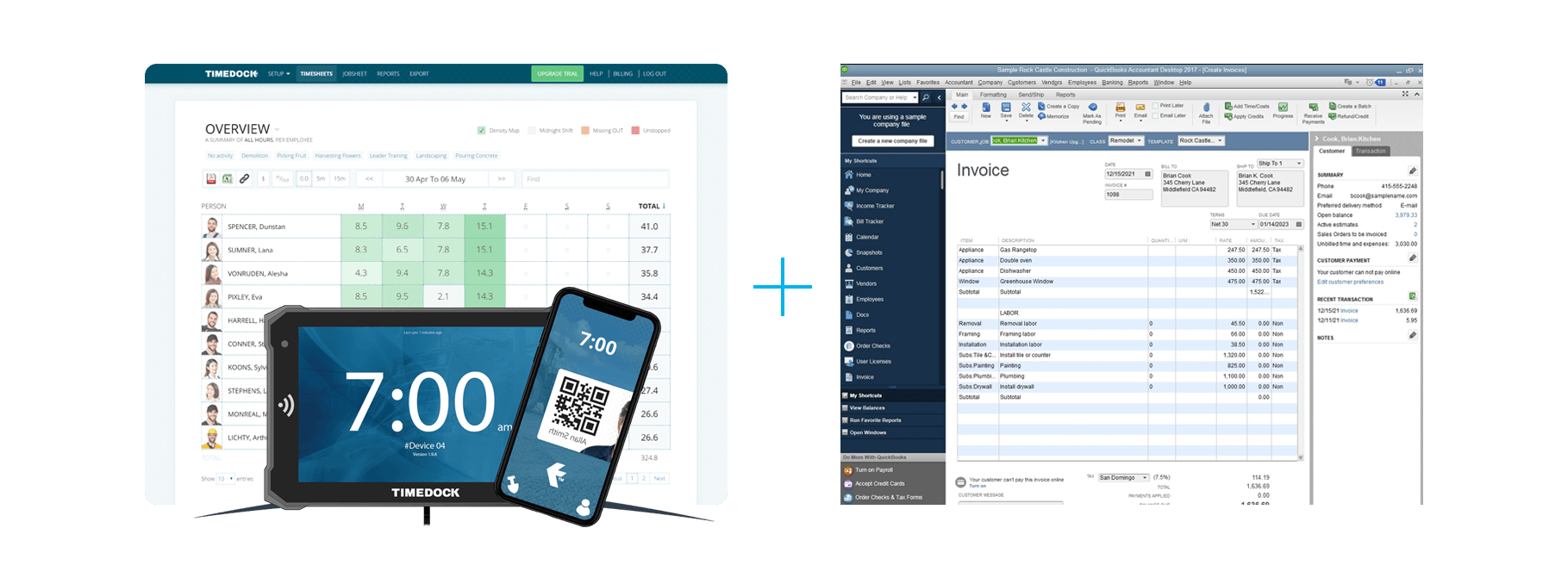 TimeDock + Quickbooks Desktop Screenshots