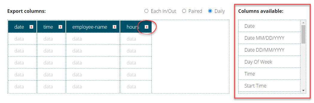 TimeDock CSV data template