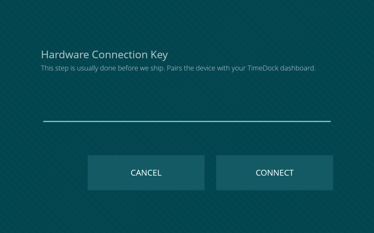 TimeTablet enter connection key